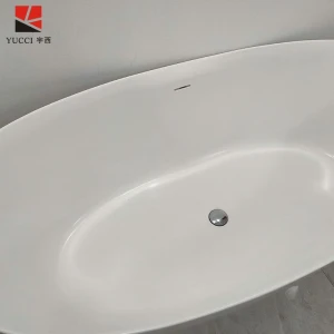 YUCCI white solid surface freestanding bathtub