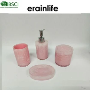2019 factory whole hot selling lovely and elegant pink resin bathroom sets