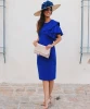 Royal Blue Satin Mother Of The Bride Dresses Plus Size One Shoulder Short Sleeves Keen Length Women Wedding Party Gowns