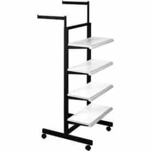 Modern Metal Display Rack with Shelves – Mobile Retail Store & Supermarket Display Stand