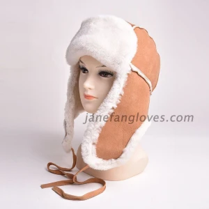 China sheepskin bomber cap winter lamb fur trapper fur hat﻿