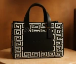 PU & Knit Shoulder Bags with Magnetic Closure  and long shoulder strap