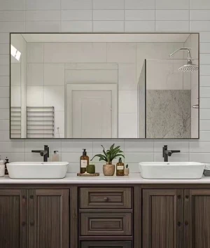 Customized Wall Decor Rectangular Matte Black Aluminum Alloy  Frame For Hotel Bathroom Mirror