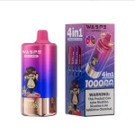 WASPE 4 IN 1 100K PUFFS 2% 5% Nicotine E liquid Mesh Coil Type-C LED Display Rechargeable Disposable Vapes E cigs Whole