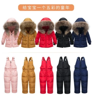 New Winter for Baby Boy Girl Warm Suit Children Duck Down Clothing Set Baby Warm Jacket + Pants Overalls Kids Clothes Snowsuit