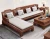 Import Chinese solid wood fabric sofa with plush cushions. from China