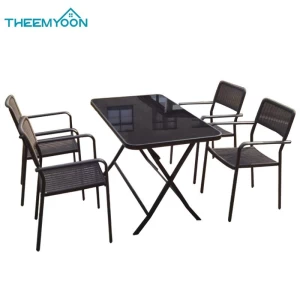 Balcony furniture garden table and chairs set of 4 seating rattan chair patio outside furniture
