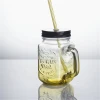 New 480ml custom made embossed glass vintage mason jar with stem