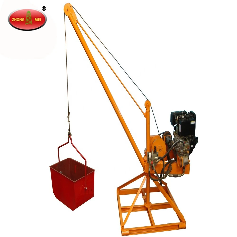 1 tons construction mini portable diesel crane with 25m lifting height
