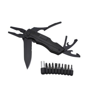 10-IN-1 Black Camping Survival Multitool Plier with Screwdrivers
