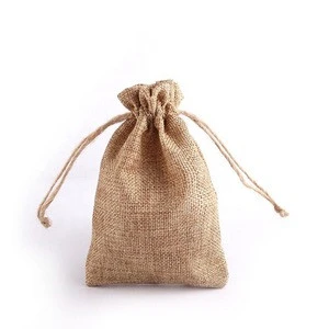 10 sizes on stock plain organic Jute pouch linen bag small reusable hemp drawstring bags