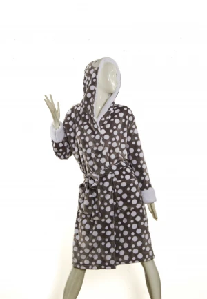100% Polyester Rotary Printed Flannel Bathrobe for Women Bathrobe for Girl Bathrobe for Lady