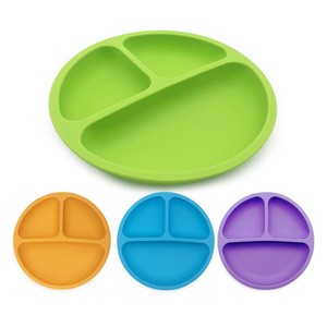 100% Silicone Plates for Toddlers Divided Baby Plates Non-Toxic, BPA Free Dishwasher/Microwave Safe Silicone Kids Plates