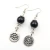 Import 10mm Natural Amethysts Rock Crystal Black Stone Lava Stone Lotus Dangle Charms Earrings from China