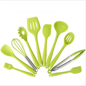 10pcs premium quality silicone kitchenware set for mutiluse, soft cooking tools