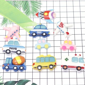 10Pcs/lot Mix Kawaii Cartoon Car Airplane Resin Cabochons Accessories For Hair Clothing Shoes Planar Resin DIY Home Decoration