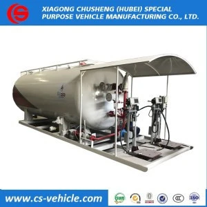 10tons Mobile Skid Mounted LPG Filling gas cylinder tank, 20,000liters lpg skid Station with dispenser price