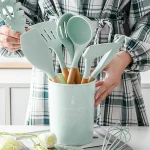 12pcs Kitchen Utensil Set High Quality Silicone Cooking Tools Set Household Wooden Handle Turner Cooking Various Kitchenware Set