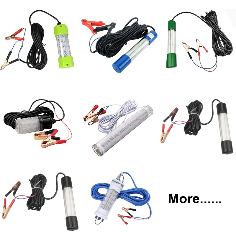 12v-24v 8W LED IP68 Lure Bait Finder Night Fishing Boat Submersible Deep Drop Underwater Light with Battery Clip