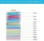 13 Size Interchangeable Crochet Needles Aluminum Circular Knitting Needles Set