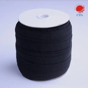 15mm matte face black/white fold over elastic webbing for garment