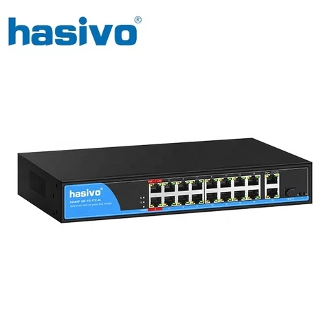 16 POE port switch for ip camera with 1 port 1000M uplink and 1 COMBO Uplink PoE Ethernet Switch poe 48v switch