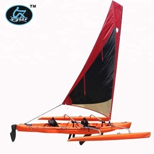 18ft plastic sailboat with foot drive pedal system and rudder