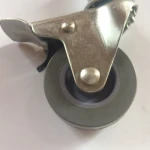 2 inch screw type gray PP swivel caster wheel with total brake M12*25mm
