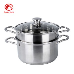 2 Tiers 24CM Stainless Steel Induction Steamer Cooking Pot