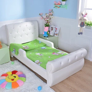 2018 top selling Crystal Buckled single modern leather children bed