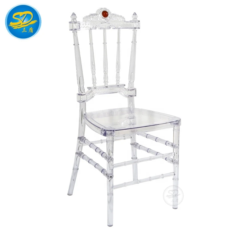 2020 Fashion Design Wedding Party Rental Crystal Chair Plastic Stacking Banquet Resin Chair