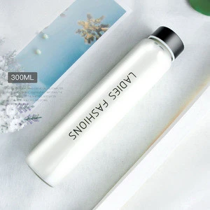 2020 Hot Sale Custom Print High Borosilicate Glass Slim 300ml Water Bottle