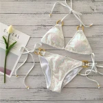 2020 multi-color  sequins rhinestone push-up pad bra paillettes bikini triangle swimwear beachwear