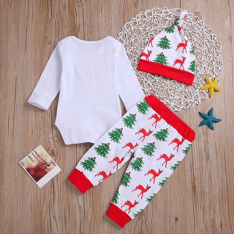 2020 New Design Christmas New Born Baby Rompers Infant Clothing Baby Clothing Sets Santa Decoration