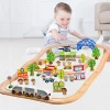 2020 new hottest children wooden railway train track expansion set toy wooden for kids