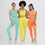 2020 Women's Workout Sets 2 Piece Seamless Slim Fit Yoga Leggings with Sports Bra Clothes Set