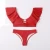 Import 2021 custom logo sexy women bathing suit cover up  hollow out red ruffle swimsuit from China