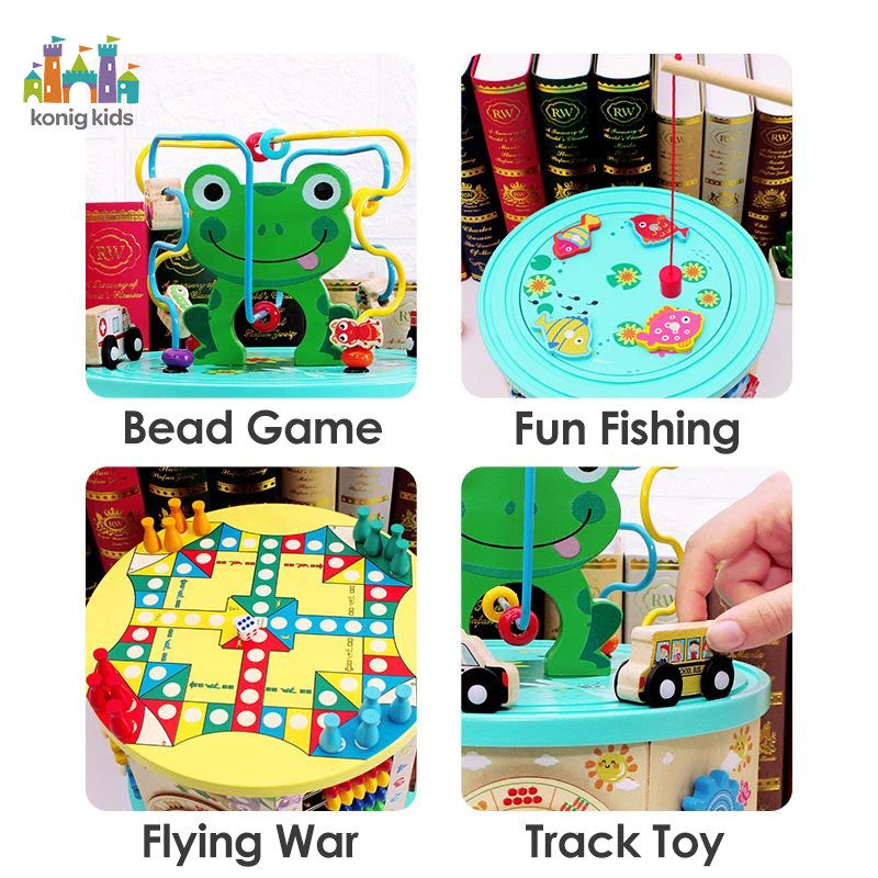 2021 Funny KonigKids Wooden Cube Toy Fun Learning Game Infinity Activity Cube Kids Educational Toys