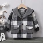 2021 New winter hoodie and plaid jacket baby jacket boy's top
