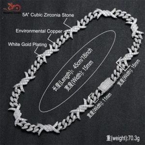 2024 Hot selling flip buckle thorns lab grown diamond iced out Cuba link chain fine jewelry necklace bracelet for men and women