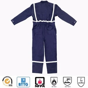 220gsm 60% modacrylic 38% cotton 2% AST Fire Resistant safety coverall for Industrial Workwear