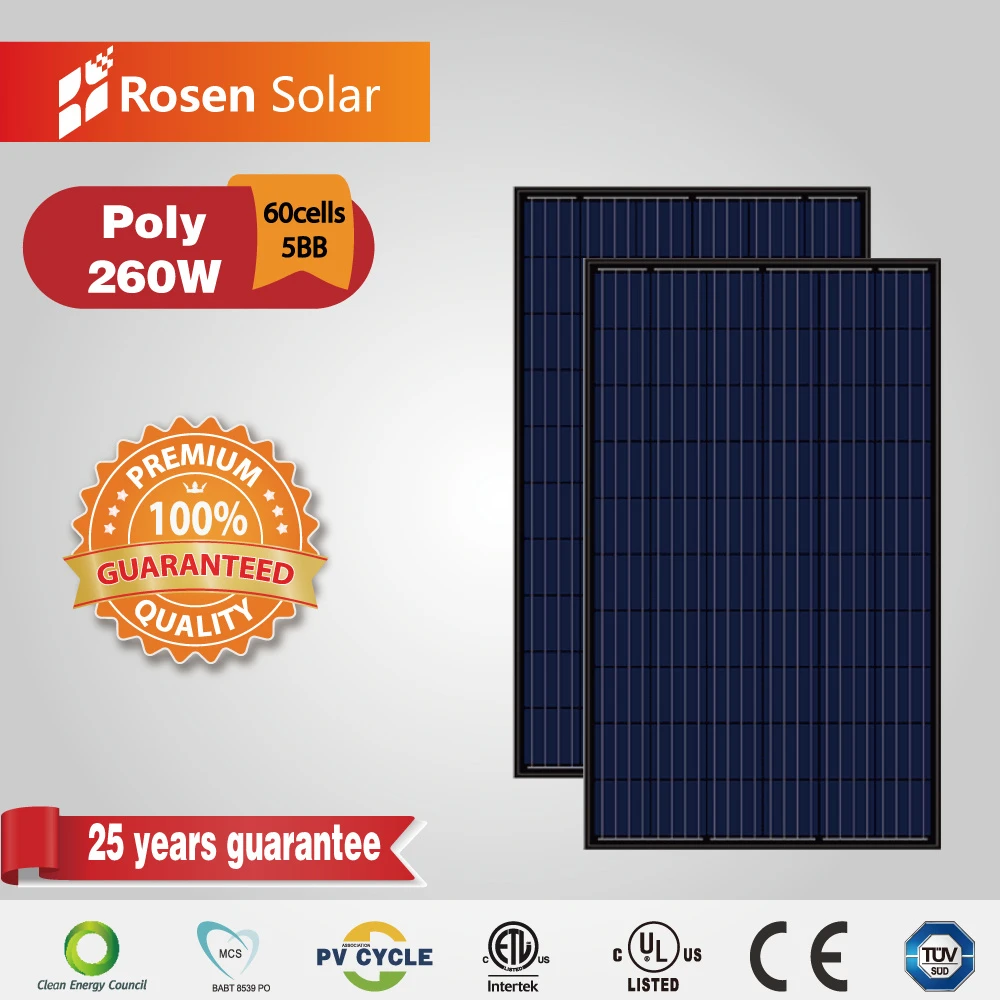 260W Competitive Price Poly 5bb 30V Black Solar Panels China