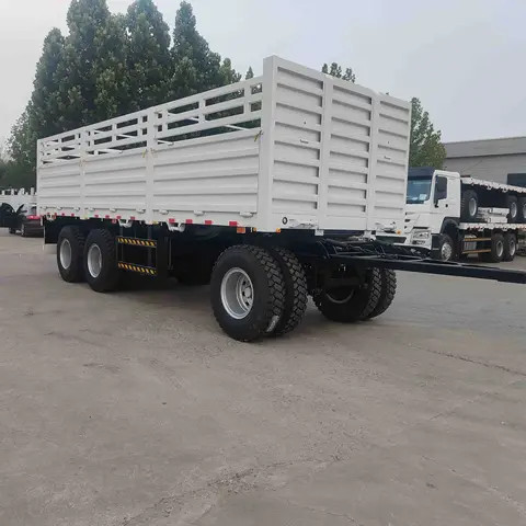 3 Axles 40 Ton Flatbed Side Wall Dolly Drawbar Full Trailer