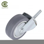 3 Inch Flat Roller TPR Rubber Wheel 38mm Steel Threaded Stem Caster