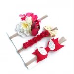 3 Pack Baby Girl Headbands Children's Flower Headband Set Wings Felt Cloth Bohemian Baby Holiday Hair Accessories Headdress