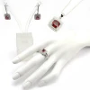 3 Pcs Set Red Zircon - White Cubic Zircon - Jewelry Set - 925 sterling silver - Jewelry For Earring &amp; Ring, Pendant - SIJS0014