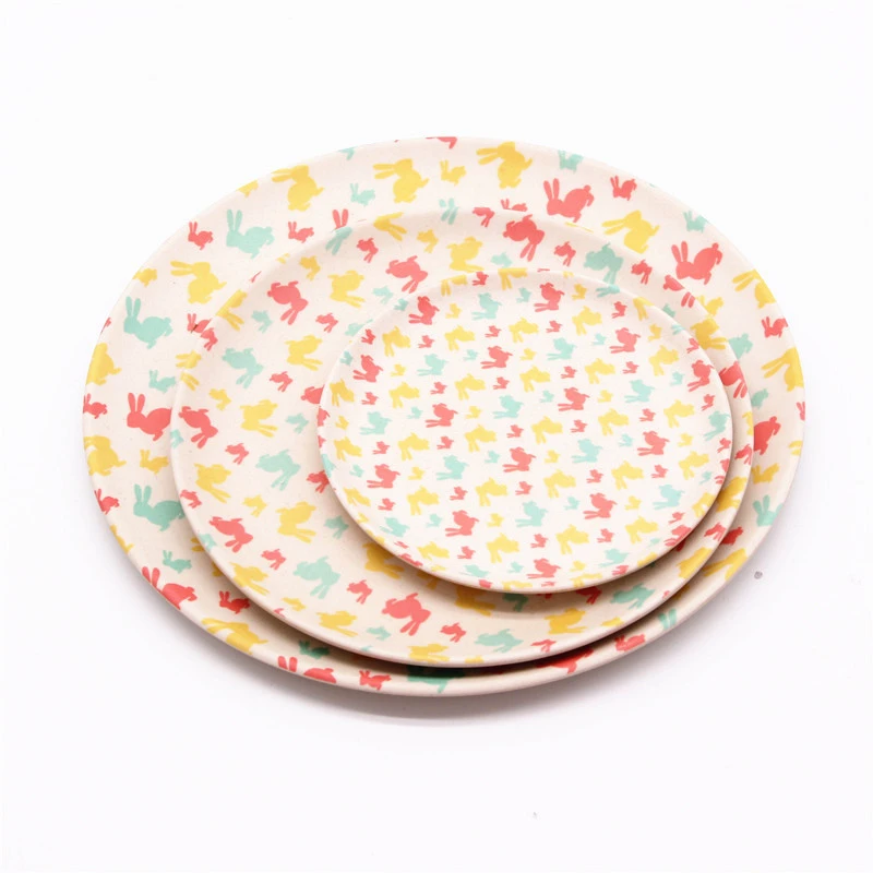 3 Pieces  Healthy Plate Set Round Dinner  Bamboo Plates