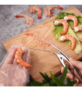 304 stainless steel shrimp peeling tool professional convenient shrimp peeler knife seafood shell prawn curved peeler