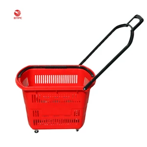 35/45/60 liters supermarket 4 wheel trolly rolling shopping basket