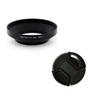 37mm Metal Wide Angle Lens Hood With 37mm Lens Cap Set Kit for 37mm Filter Thread